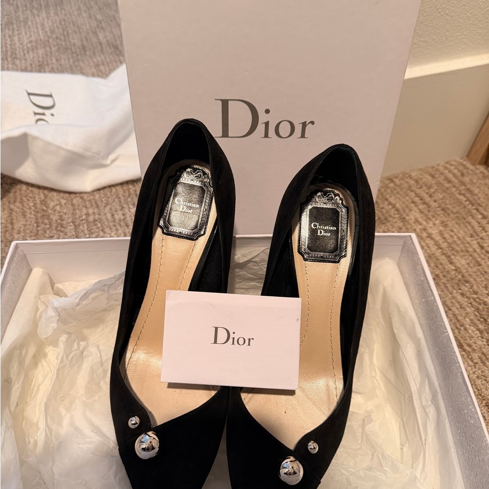 Dior Black Heels with Silver Accents